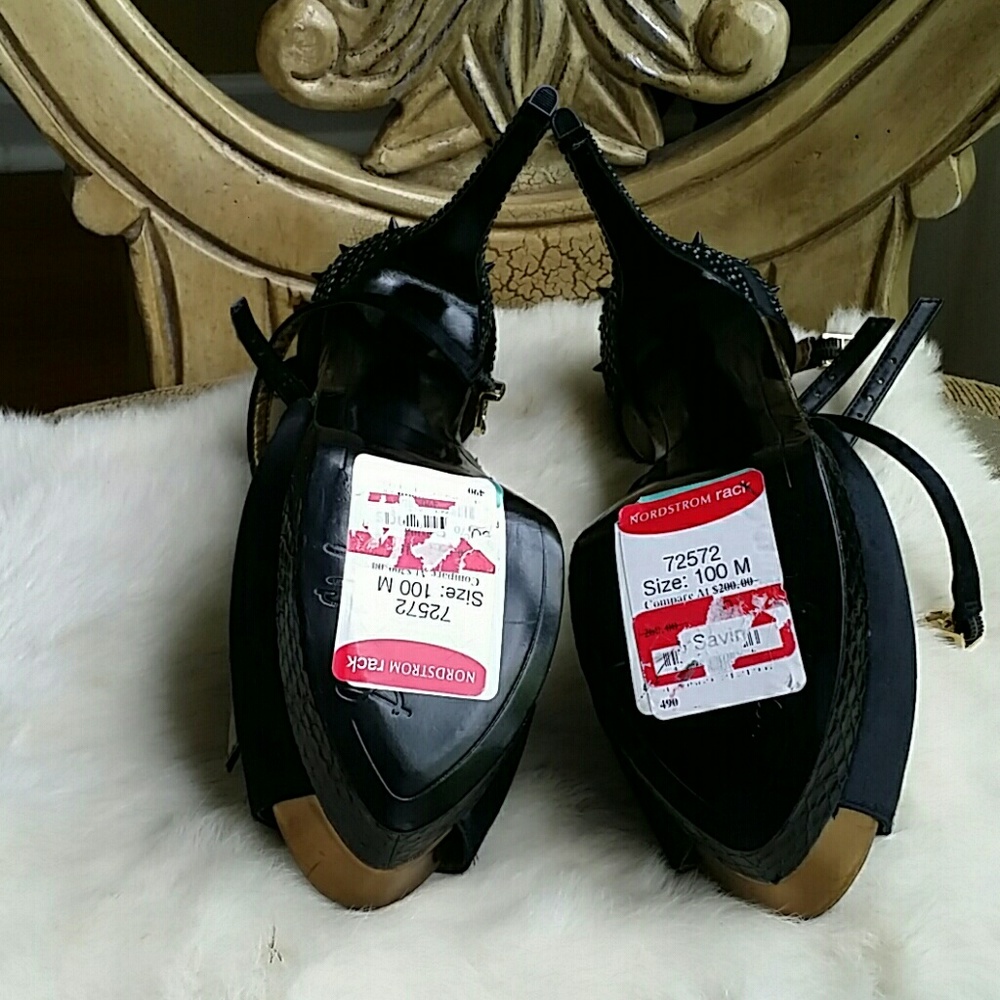 ✔HP🥇Sam Edelman Pryce Black Leather Spiked sandals - Picture 5 of 8